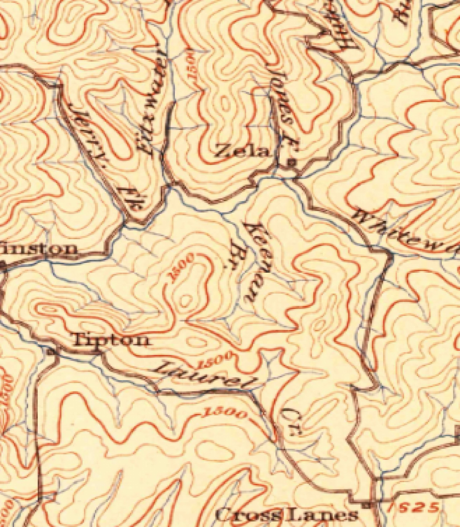 Detail of the 1889 U.S. Geological Survey Nicholas sheet centred on the farm, lettering “Keenan Br.” and “Laurel.”